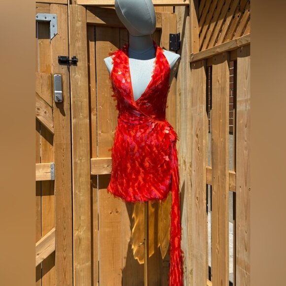 🆕 MISHA COLLECTION 🧿 NWOT Red Sapphire Sequins Mini Dress, Sz XXS - Sz US 0 - Picture 3 of 15